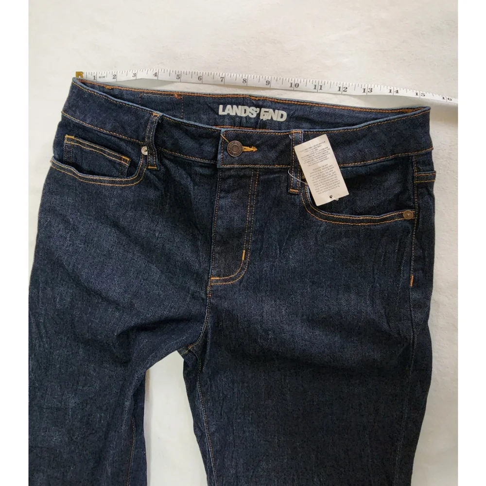 Lands' End Women Dark Denim Mid Rise Straight Jeans Sz 8 - Picture 9 of 14